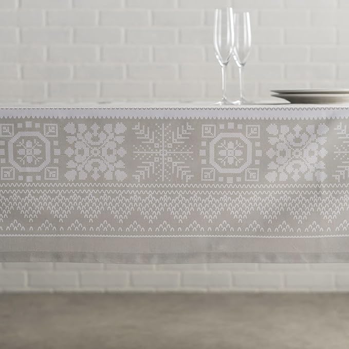 Maison d' Hermine Table Cloth Rectangle Table 100% Cotton 60 x 90 Inches Fall Tablecloth Reusable Everyday Use for Thanksgiving Christmas Decorations Dining Farmhouse Party (Cozy Christmas)
