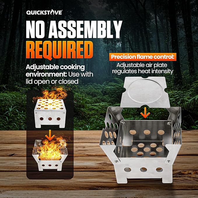 Portable Stove with 2 Fire Starters, Lightweight Stainless Steel Wood Burning Stove for Emergency Preparedness, Survival Supplies, Camping Gear & Outdoor Cooking
