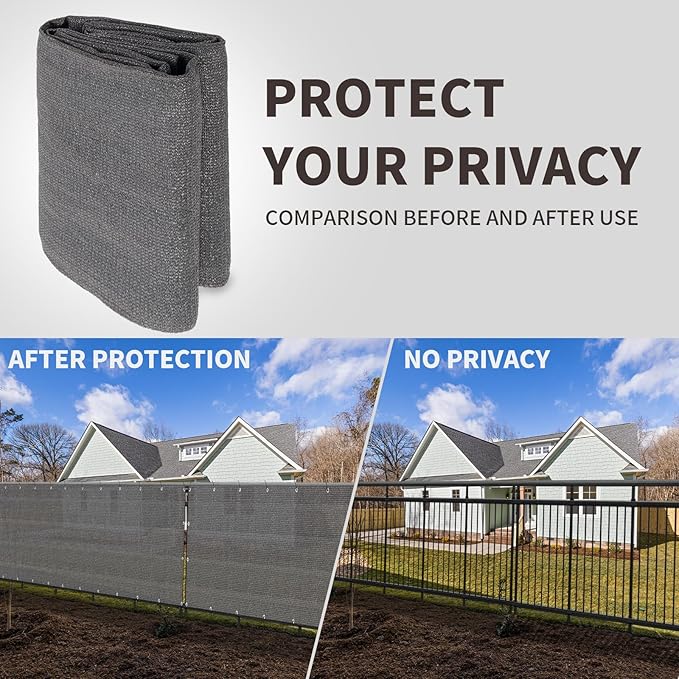 LOVE STORY Custom Size 3.3'x5' Dark Grey Balcony Privacy Screen,UV Block Privacy Fence Screen,90% Shield for Outdoor Pool Garden Apartment Railing