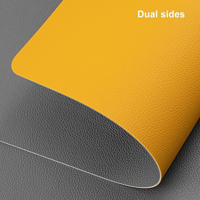 Myir JUN Table Runner Double Sided Vinyl Runner Table 55 Inch Long Runner for Table Washable Waterproof Non-Slip for Home Decorations Gray Yellow,12 x 55 inch