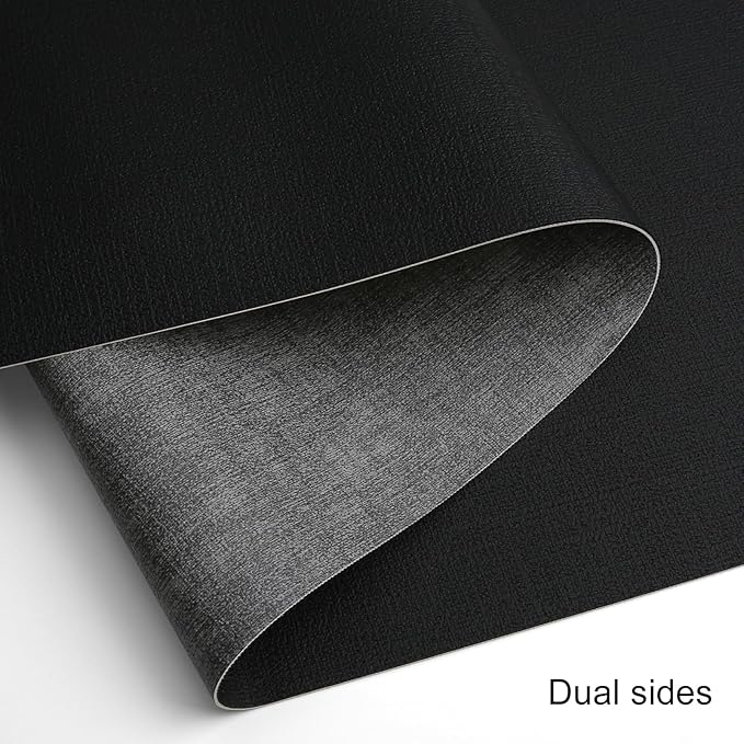 Table Runners 94 Inches Long, Dual-Sided Faux Leather Farmhouse Table Runner Waterproof Heatproof Non-Slip for Living Room Party Home Decor Holiday Decorations(Gray Black, 12 x 94 Inch)