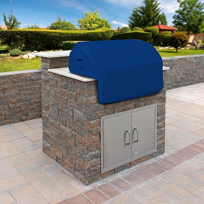 Covers & all Built-in Outdoor Grill Cover, Durable Heavy Duty 18 Oz Waterproof Cover Tuff Material with Air Pocket & Elastic for Snug Fit (57" W x 27" D x 26" H inches, Blue)