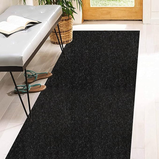 4' x 81' Runner Rugs with Rubber Backing, Indoor Outdoor Utility Carpet Runner Rugs, Black, Can Be Used as Aisle for The RV and Boat, Laundry Room and Balcony