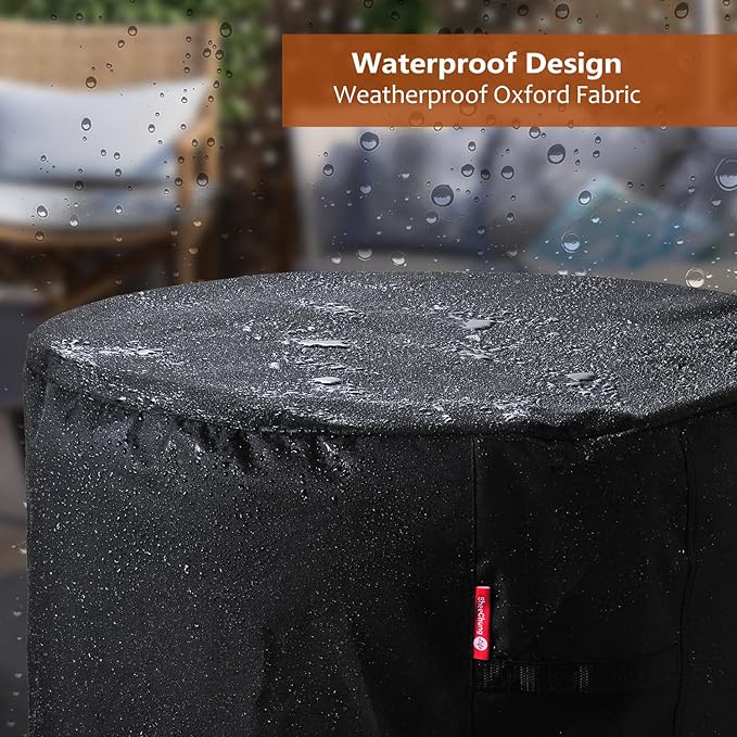 SheeChung Fire Pit Cover Round 30" Dx25 H,Propane Firepit Covers for Bali Outdoor Fire Pit,Waterproof 600D Outdoor Cover,Outside Gas Fire Pit Cover