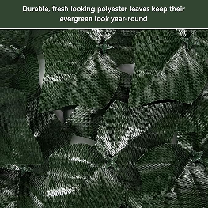 Faux Ivy Fence Privacy Screen Outdoor Expandable Artificial Greenery Roll Fake Hedge Wall Patio Green Plastic Leaf Plant Vine Grass Panels Gate Covering for Garden Yard Balcony (100x60 in)