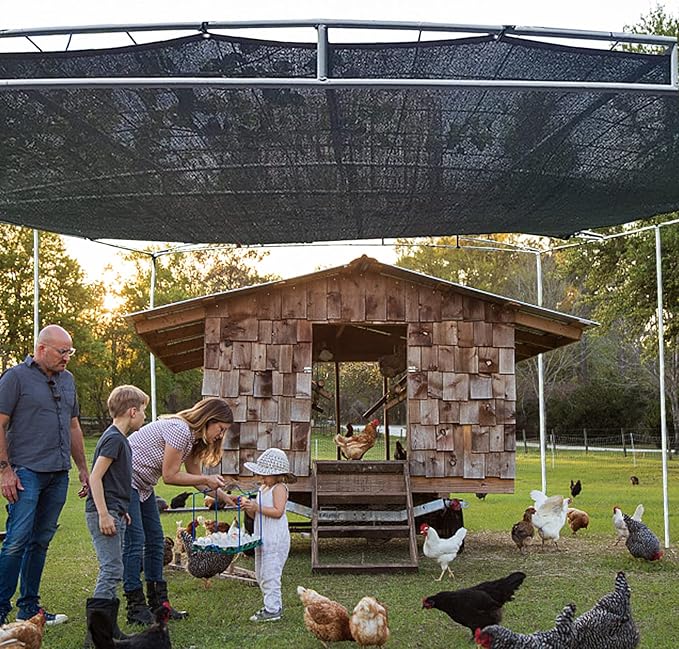 QLOFEI 4x8 FT Shade Cloth with Grommets, 90% Sun Shades Outdoor Patio Mesh Tarp, Easier to Hang Sunblock Neting Cover -for Garden Greenhouse Pergola Lawn Kennel Chicken Coop