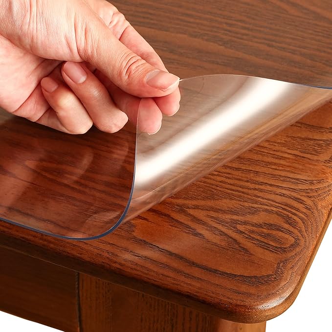 Clear Table Cover Protector Rectangle 16x36 Inch, 1.5mm Transparent Plastic Table Protector Waterproof, Anti-Scratch Clear Desk Mat for Office Desktop Dresser Dining Table, FDA Compliant