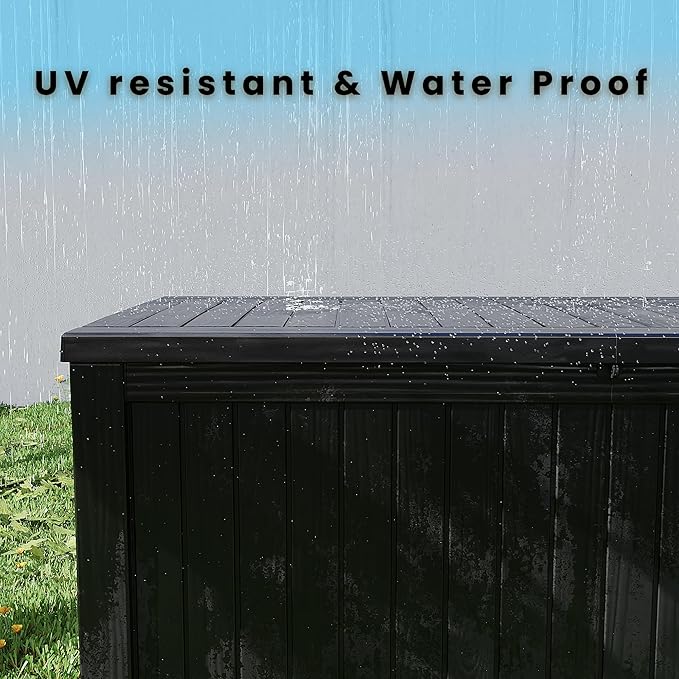 180 Gallon Outdoor Storage Box – Resin Deck Box with Lockable Lid, Waterproof Patio Furniture Storage for Tools, Garden & Yard Organization