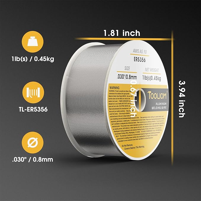 TOOLIOM ER5356 - .030" Welding Wire MIG Aluminum 0.8 mm Welding Wire - 1lb Spool