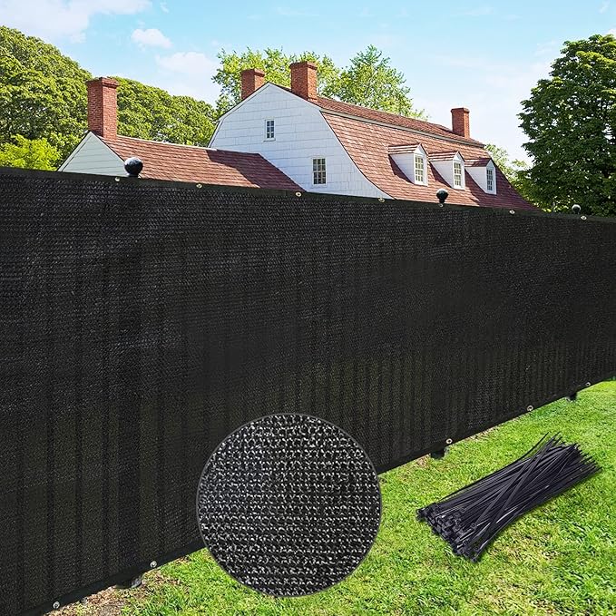 UPGRADE Privacy Fence Screen 6'x35' Black Outdoor 90% Visibility Blockage 170 GSM Mesh Shade Cover Panels for Backyard,Balcony,Home Decoration with Zip Ties,Customized Avaliable