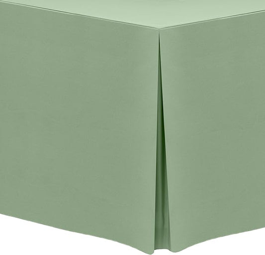 Ultimate Textile -5 Pack- 5 ft. Fitted Polyester Tablecloth - Fits 30 x 60-Inch Banquet and Folding Rectangular Tables - 42" H, Sage Green