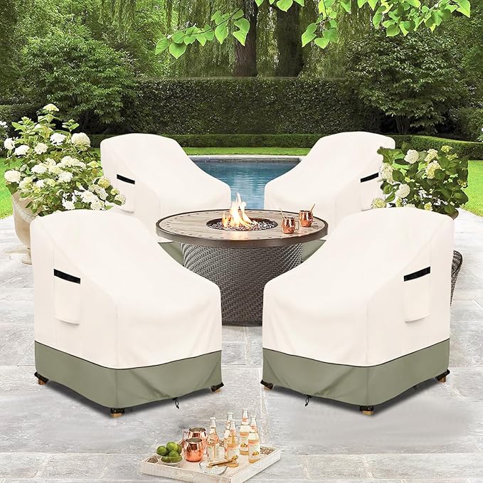 Outdoor Chair Covers 4 Pack 37 W x 40 D x 36 H inches,600D Heavy Duty Waterproof Adirondack Chair Cover,Outdoor Furniture Covers for Lawn/Garden Chiar
