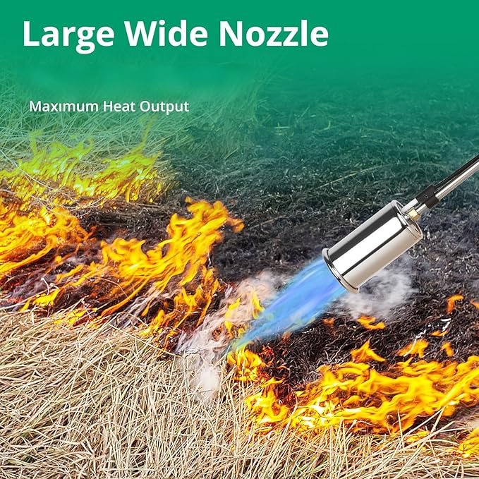 Sondiko Propane Torch Weed Burner, High Output Weed Torch Flamethrower, 30" Detachable Long Arm Heavy Duty Blow Torch For Garden, Wood, Ice, Snow, Melting(PROPANE TANK NOT INCLUDED)