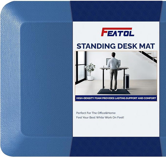 FEATOL Anti Fatigue Mat for Standing, 9/10 Extra Thick Ergonomic Standing Desk Mat, Comfort & Durable Memory Foam Standing Mat at Home,Office All Day (20" x 59", Blue, 1PC)