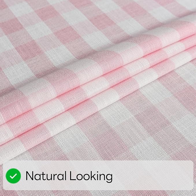 Gingham Table Cloth for Rectangle Tables Pink Checkered Plaid Tablecloth Heavy Duty Cotton Blend Washable & Wrinkle Table Cover for Outdoor Kitchen Dining Picnic Camping (52x70 Inch)