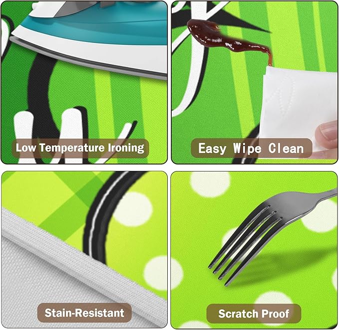 St Patricks Day Round Fitted Tablecloth with Elastic Green Shamrock Lucky Circle Table Cover for 40-44" Tables Spring Clover Wipeable Waterproof Washable Table Cloth for Party Picnic Dining Decor