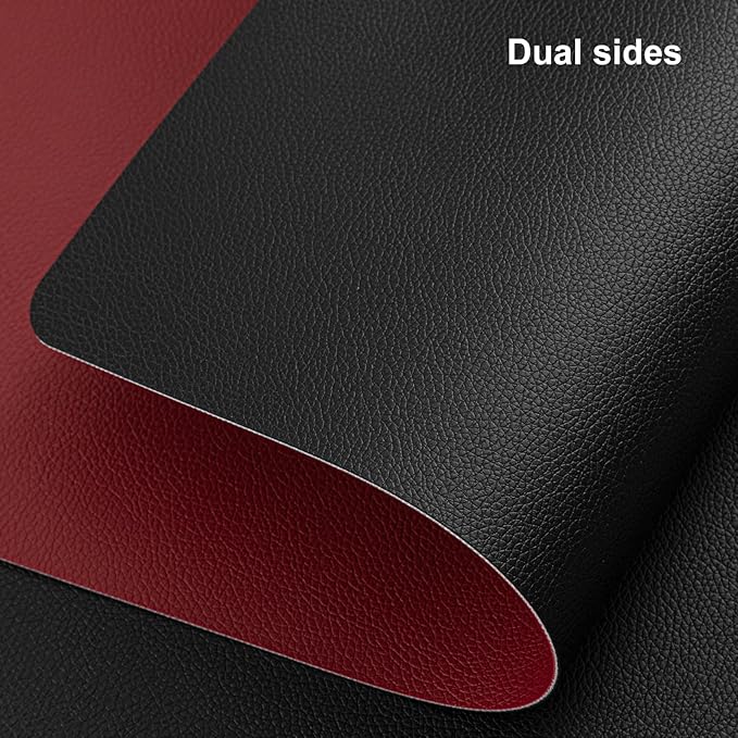 Myir JUN Table Runner Double Sided Vinyl Runner Table 94 Inch Long Runner for Table Washable Waterproof Non-Slip for Home Decorations Red Black,12 x 94 inch