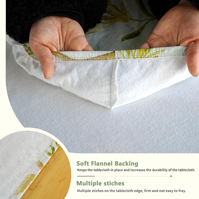 Rectangle Picnic Table Cloth, Elastic Waterproof Fitted Vinyl Tablecloths for 8 Foot Tables, Wipeable Flannel Backed Table Covers for Dining, Camping, Outdoor(Leaves,30"x96")