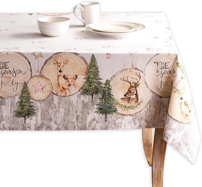 Maison d' Hermine Table Cloth Rectangle Table 100% Cotton 70 x 120 Inches Fall Tablecloth Reusable Everyday Use for Thanksgiving Christmas Decorations Dining Farmhouse Party (Mountain Life)