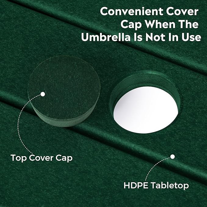 Costaelm Outdoor Bar Table, 42" Counter Height Square Patio Cocktail Bar Table with Umbrella Hole, Patio Bistro Dining Pub Table for Front Porch Deck Backyard Garden, Dark Green