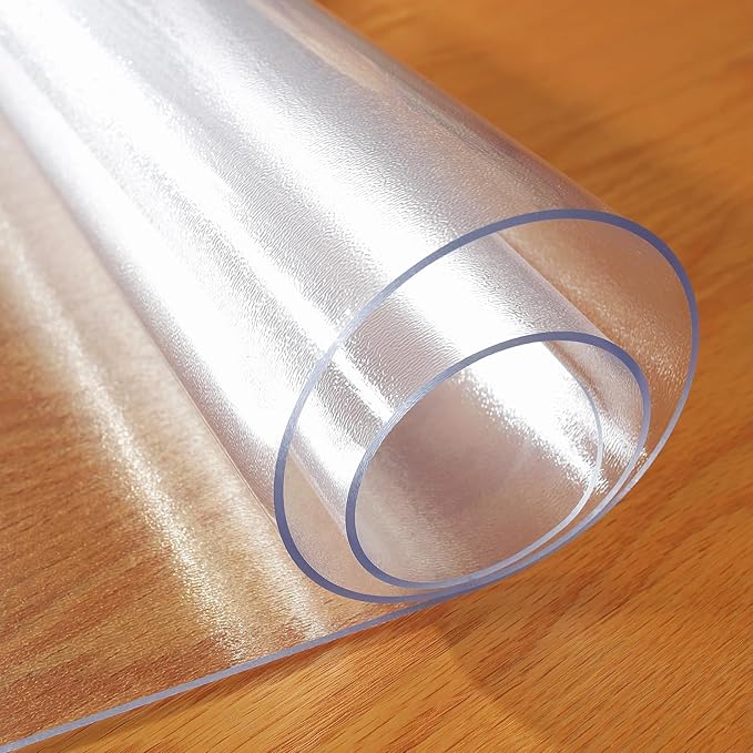 Frosted Clear Table Protector 42 x 90 Inch, 1.5mm Thick Plastic Table Cover, Waterproof PVC Clear Table Cover Protector, Desk Protector Mat, Writing Desk Pad for Desktop, Coffee & Dining Room Table