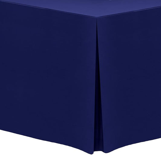 Ultimate Textile 5 ft. Fitted Polyester Tablecloth - Fits 30 x 60-Inch Banquet and Folding Rectangular Tables - 42" H, Deep Royal Blue