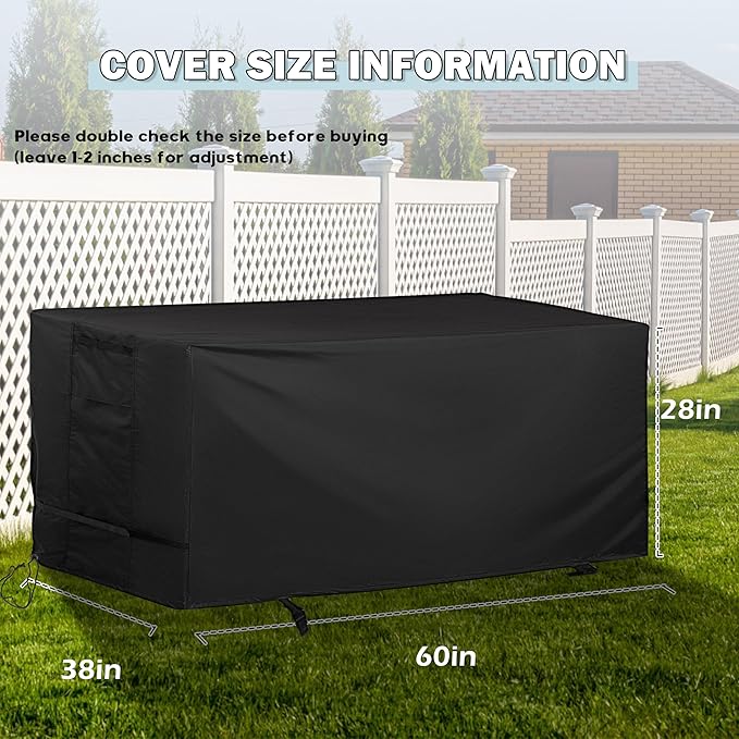Rectangular Outdoor Table Cover Weatherproof, 60 Inch Patio Table Cover for Outdoor Dining Table, Waterproof Patio Furniture Cover for Outside Bar Table