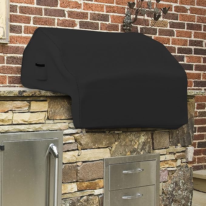 Covers & all Built-in Outdoor Grill Cover, Durable Heavy Duty 18 Oz Waterproof Cover Tuff Material with Air Pocket & Elastic for Snug Fit (57" W x 27" D x 26" H inches, Black)
