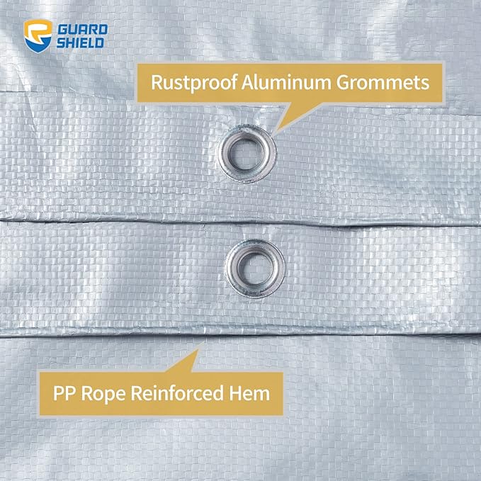 GUARD SHIELD Silver Tarp Waterproof 6x6 Feet Medium Duty All Purpose Poly Tarps Cover 7mil