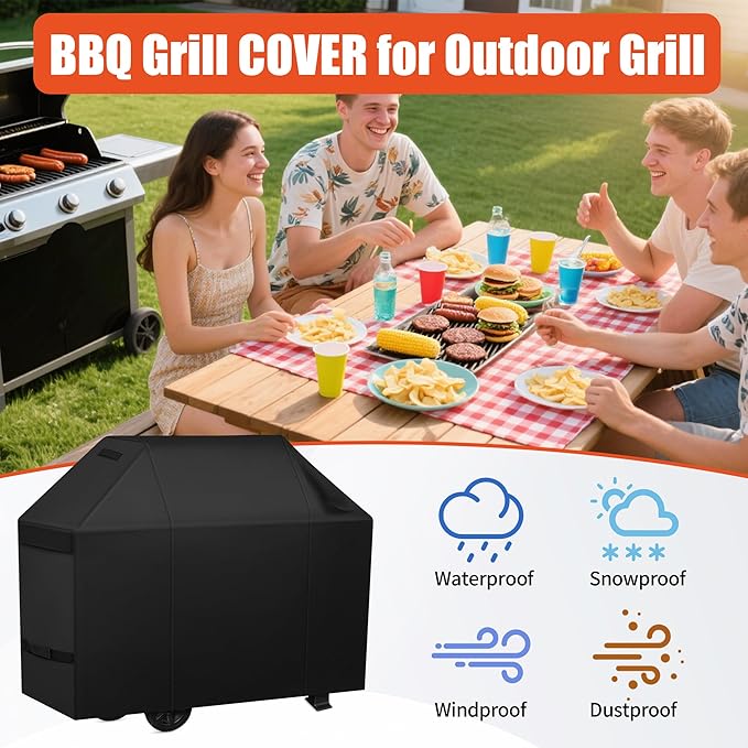 iCOVER Grill Cover 82 inch, BBQ Grill Cover for Outdoor Grill, 600D Heavy Duty Waterproof BBQ Cover, Anti-UV Barbecue Cover, Large Barbecue Gas Grill Cover for Weber, Char-Broil, Nexgrill, etc