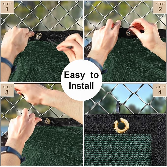 UPGRADE Privacy Screen 3' x 10' Fence Commercial Shade Cover with Brass Grommets Heavy Duty Perfect for Outdoor Back Yard, Dark Green, Customizable