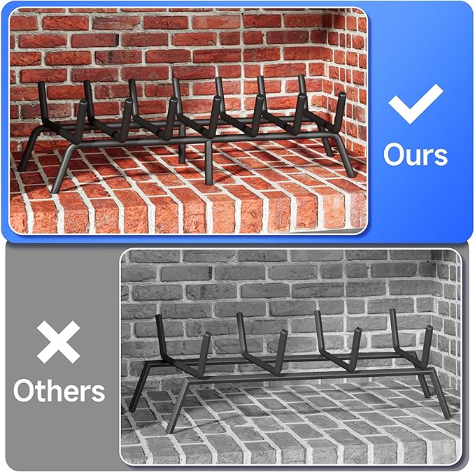 Fireplace Grate 21 Inch, Firewood Log Holder Rack, Heavy Duty Fire Wood Stove Grates for Indoor Outdoor Camping Chimney Hearth Burning Fireplace Accessories Tools