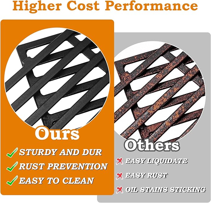 19.5 inch Grill Grates for Weber Genesis Grill Parts, Genesis 300 Series Grates E310 E320 E330 S310 S320 S330 Gas Grill Cooking Grids, Cast Iron Grill Grates Replacement for Weber 7524 7528