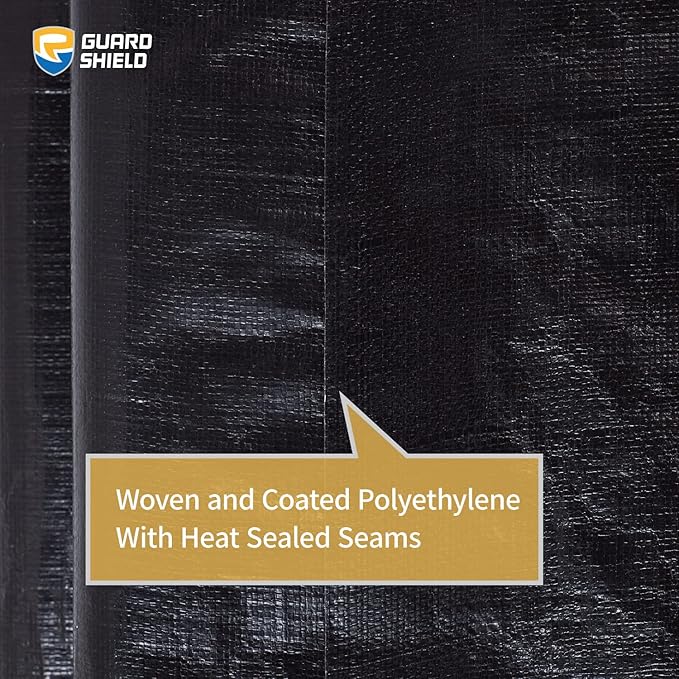 GUARD SHIELD Tarps Heavy Duty Waterproof 8x10 Feet Black Poly Tarp Cover Outdoor Thick UV Resistant Tarpaulin with Grommets 10mil (2-Pack)