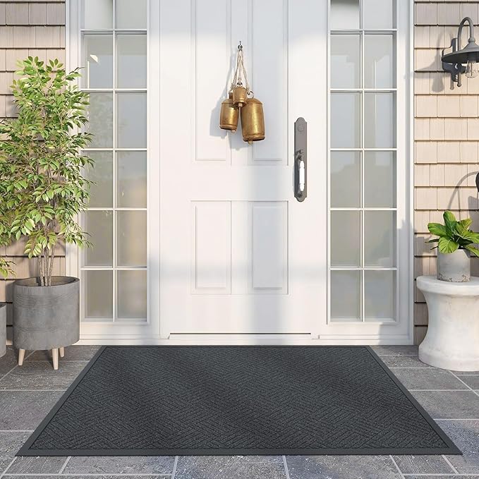 Front Door Mat Outside Entrance, 6' x 2' Heavy Duty Indoor Outdoor Door Mats for Entryway, Trap Dirt Outdoor Doormat Low Profile, Non Slip Welcome Mats for Front Door, Artificial Grass