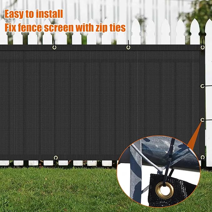AYOHA 4' x 199' Privacy Fence Screen Fabric Mesh Shade Net Cover, Heavy Duty 160 GSM Privacy Barrier for Chain Link Fence, 90% Privacy Blockage, Excellent Airflow, Cable Zip Ties Included, Black