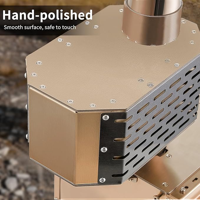 304 Stainless Steel Chimney Platform with Spark Arrestor and Cooking Platform, with Tent Protection, for Wood Burning Stoves with 70mm Diameter Chimneys, Rose Gold