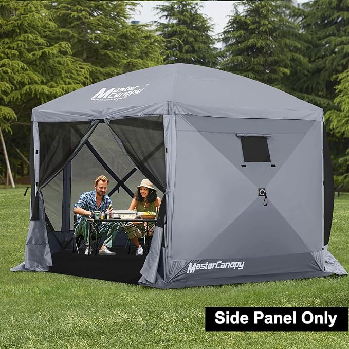 MASTERCANOPY Wind Screen Side Panel with Window for 10x10 Escape Screen Shelter Canopy Tent - Weatherproof, UV Resistant Sun Shade Attachment Accessory (Coffee Brown, 1 Pack)
