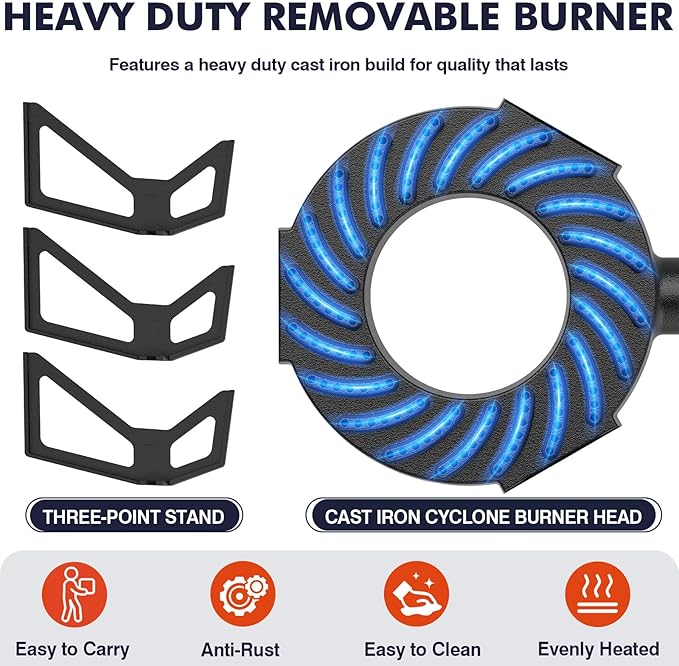 Llamaviva 100,000 BTU Portable Propane Gas Stove with Tripod Stand – High-Pressure Single Burner Outdoor Gas Cooker for Camping, Hiking, Boiling, Frying, and Outdoor Cooking