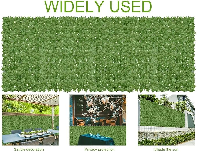 Artificial Ivy Privacy Fence Wall Screen,200x40 in UV-Anti Faux Greenery Backdrop Ivy Vine Leaf Hedges Fence Panels for Patio, Balcony, Garden, Backyard Indoor Outdoor Green Wall Decor