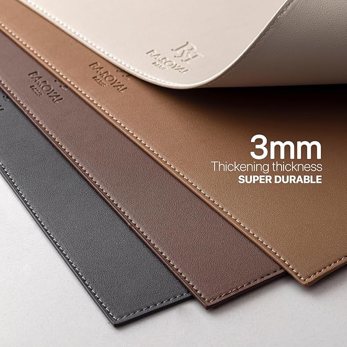 Faux Leather Placemats Set of 6 Vinyl Washable Wipeable Table Mats for Kitchen Dining Table Heat Resistant Waterproof Modern Indoor/Outdoor Placemats Non-Slip Easy Clean Place Mats-Cream White
