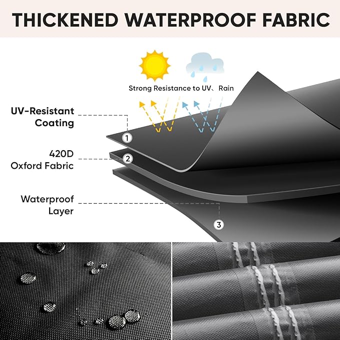 BALEINE Patio Furniture Covers, Outdoor Furniture Covers Waterproof, Heavy Duty Oxford Patio Table Cover for Outdoor Table, Chair, Sofa, Desk (Black 86"L×44"W×28"H)