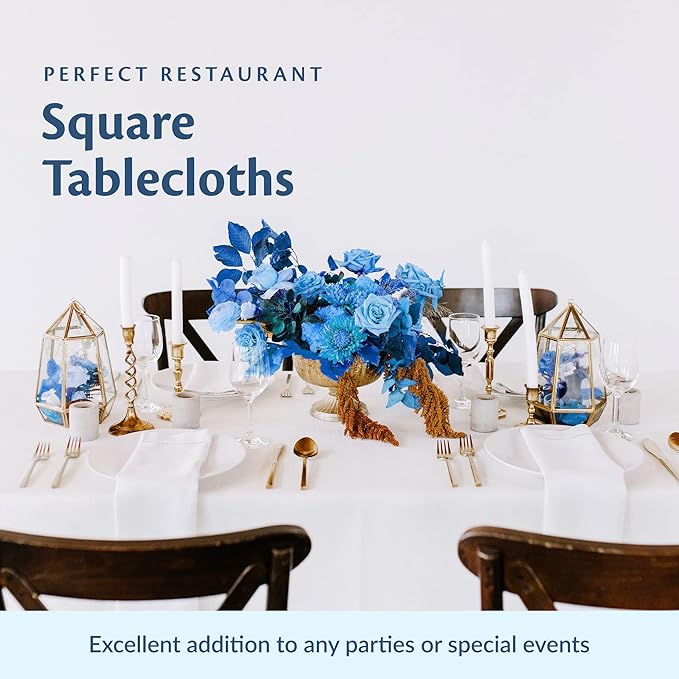 White Restaurant Quality Square 85" X 85" Tablecloths Bulk 6 Pack