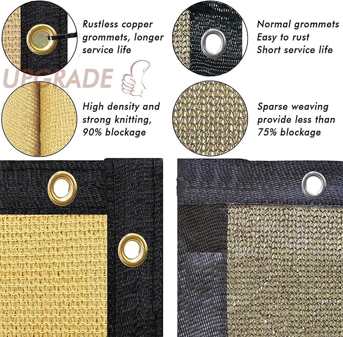UPGRADE Privacy Fence Screen 5'x6' Sand Outdoor 90% Visibility Blockage 170 GSM Mesh Shade Cover Panels for Backyard,Balcony,Home Decoration with Zip Ties,Customized Avaliable