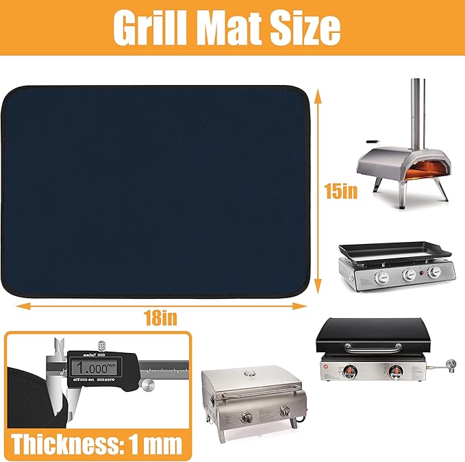 Blue 15x18 Inchs Heat Resistant Mat for Outdoor Grill Table,Fireproof Under Blackstone Griddle BBQ Mat,Air Fryer Mat,Indoor Fireplace Mat, Protect Your Table and Outdoor Grill Table（0.04in Thickness）