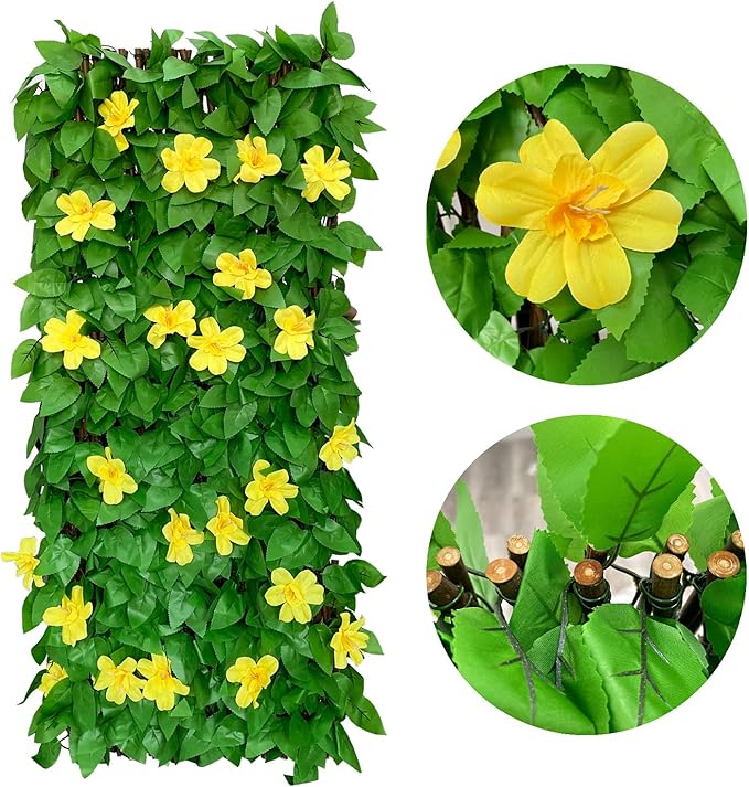 Expandable Fence Privacy Screen for Balcony Patio Outdoor,Decorative Faux Ivy Fencing Panel,Artificial Hedges (Single Sided Leaves)