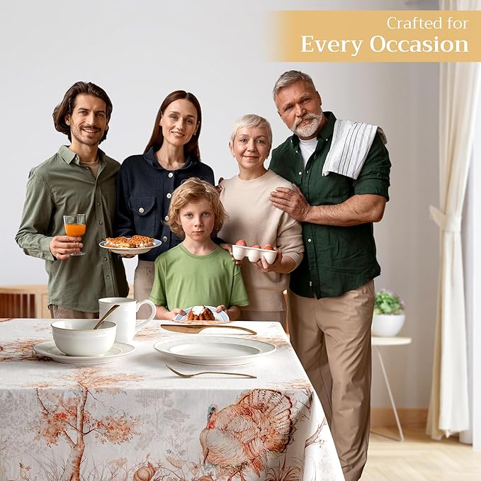 Maison d' Hermine Table Cloth Square Table 100% Cotton 60 x 60 Inches Fall Tablecloth Reusable Everyday Use for Thanksgiving Christmas Decorations Dining Farmhouse Party (Giving Thanks)