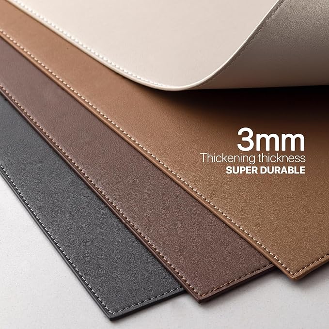 Faux Leather Placemats Set of 8 Vinyl Washable Wipeable Table Mats for Kitchen Dining Table Heat Resistant Waterproof Modern Indoor/Outdoor Placemats Non-Slip Easy Clean Place Mats (Black)