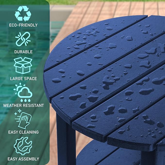 FUNBERRY Outdoor Adirondack Side Table Set of 2, 2-Tier Patio End Tables, HDPE All Weather for Outside