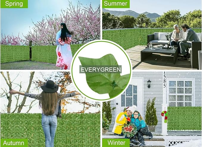Artificial Ivy Privacy Fence Wall Screen,200x40 in UV-Anti Faux Greenery Backdrop Ivy Vine Leaf Hedges Fence Panels for Patio, Balcony, Garden, Backyard Indoor Outdoor Green Wall Decor